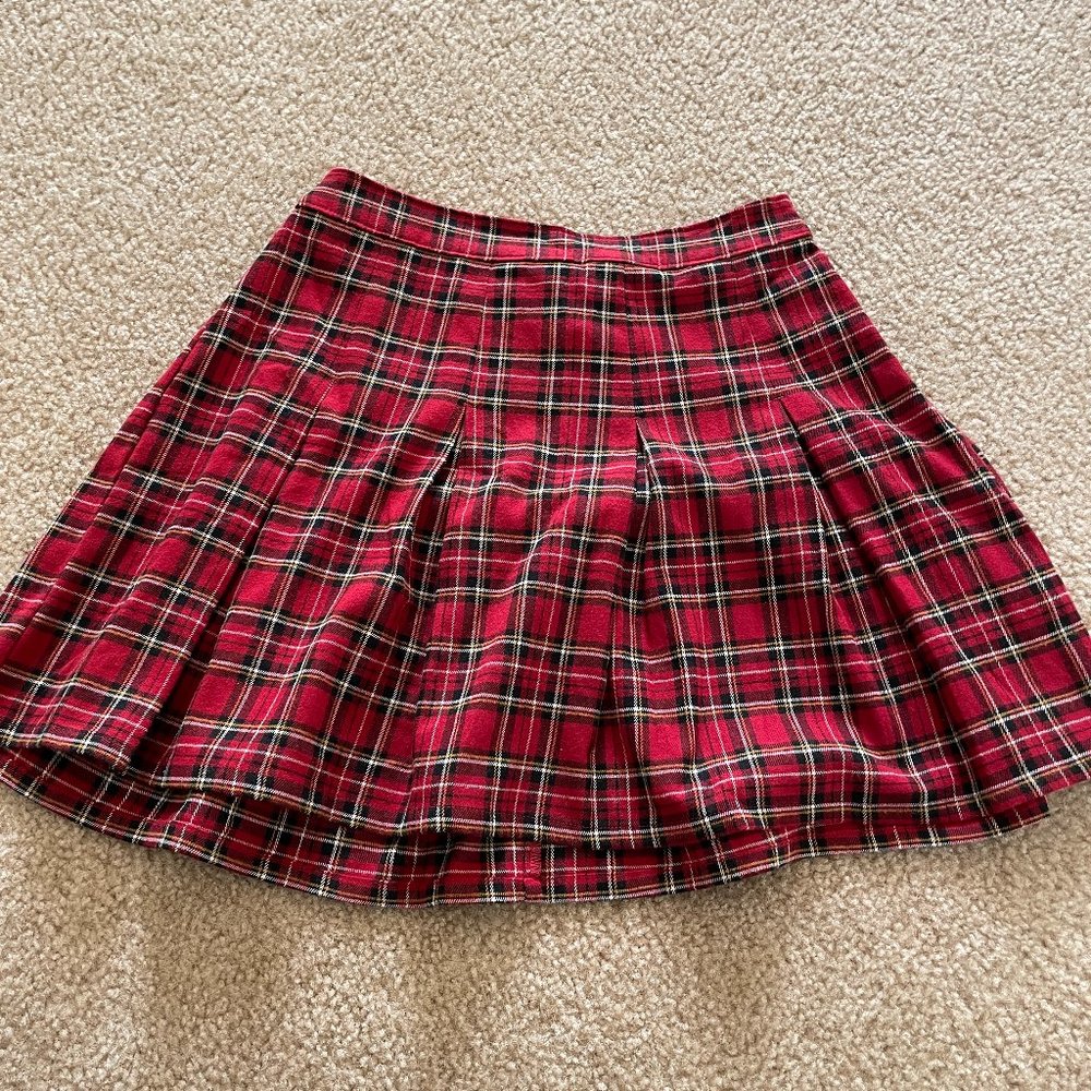 Ultra High-Rise Pleated Plaid Mini Skirt